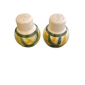 Vintage Vernon Kilns Gingham Salt and Pepper Cheerful MCM Western USA Lot 1